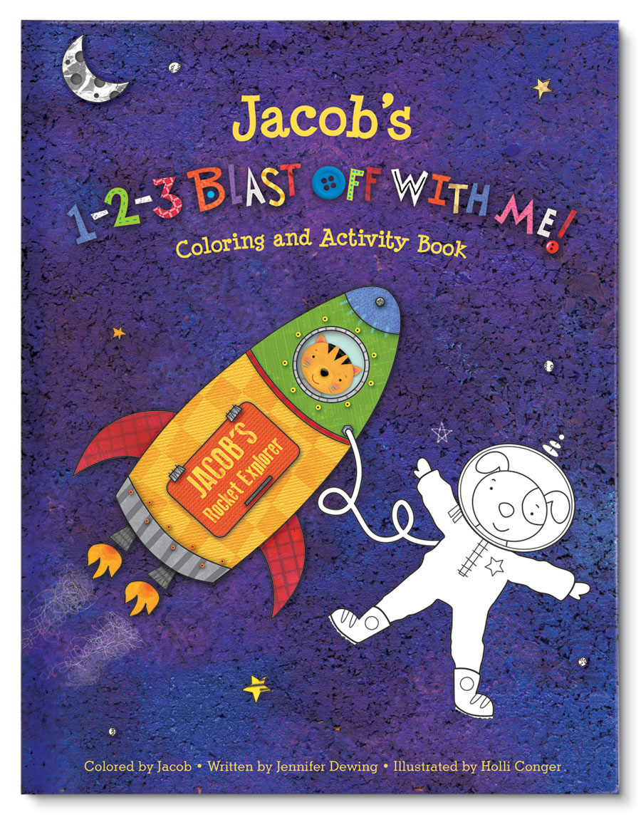 1-2-3 Blast Off With Me Personalized Coloring and Activity Book