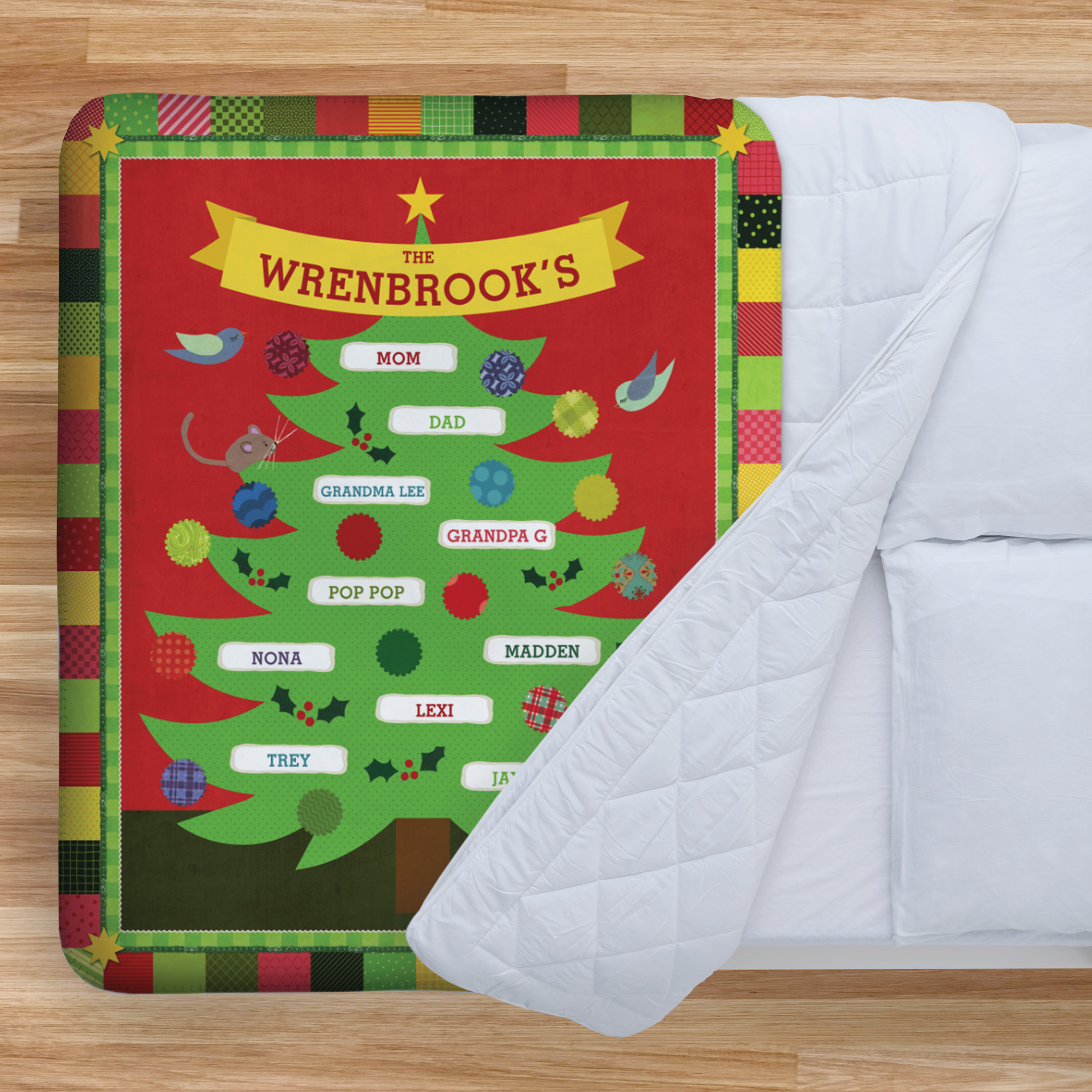 Very Merry Family Tree Personalized Blanket – Sherpa