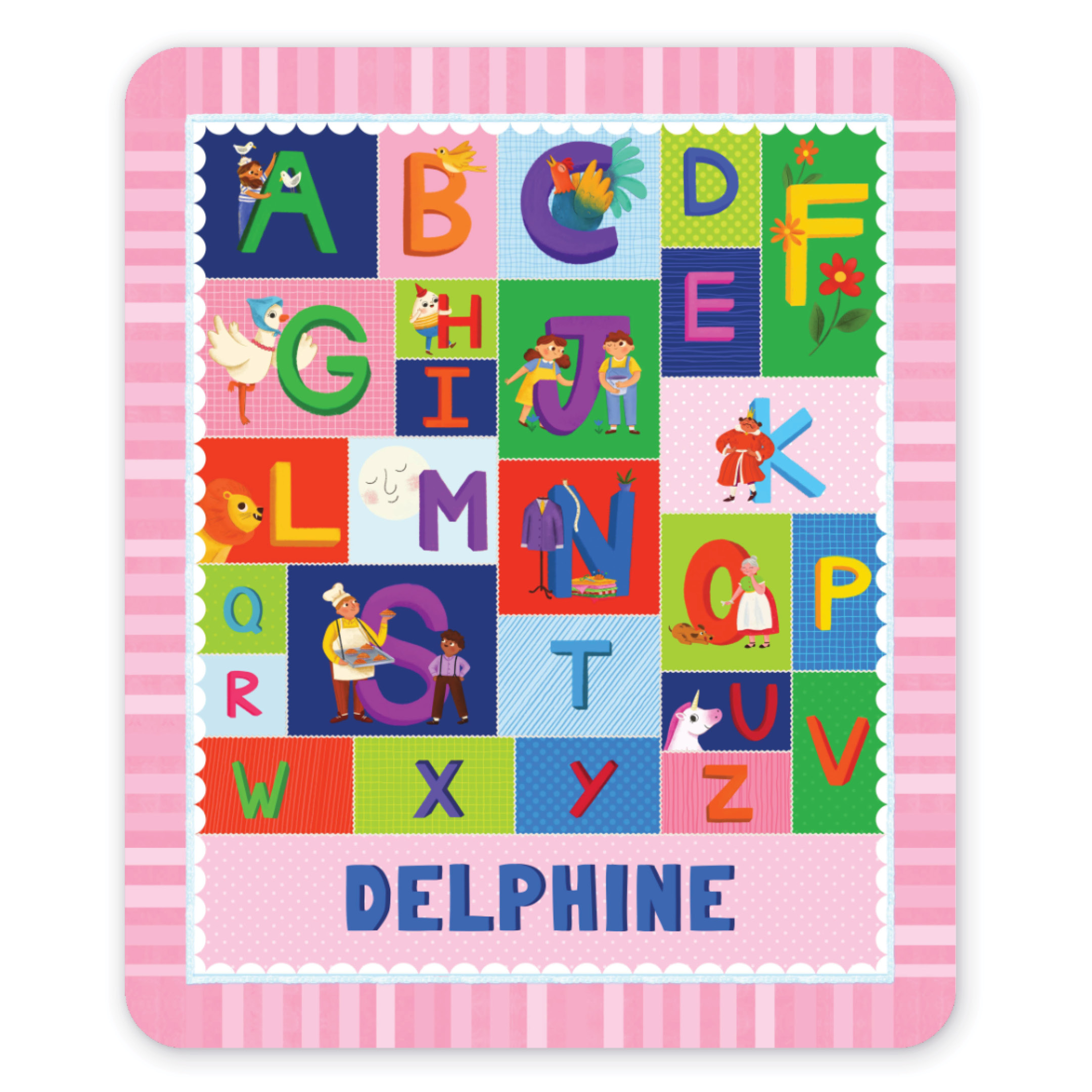 Nursery Rhyme A-Z Personalized Blanket – Sherpa