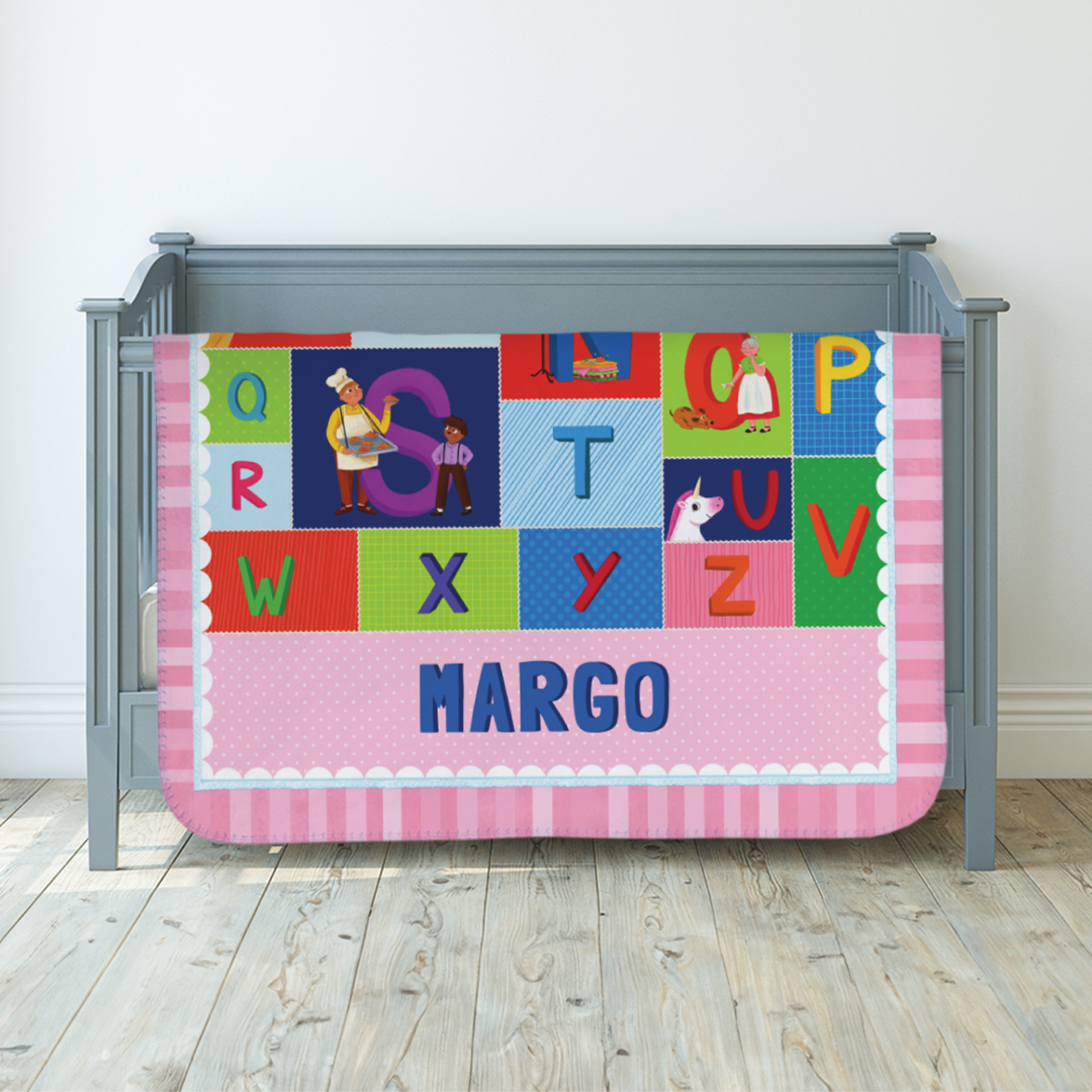 Nursery Rhyme A-Z Personalized Blanket – Sherpa