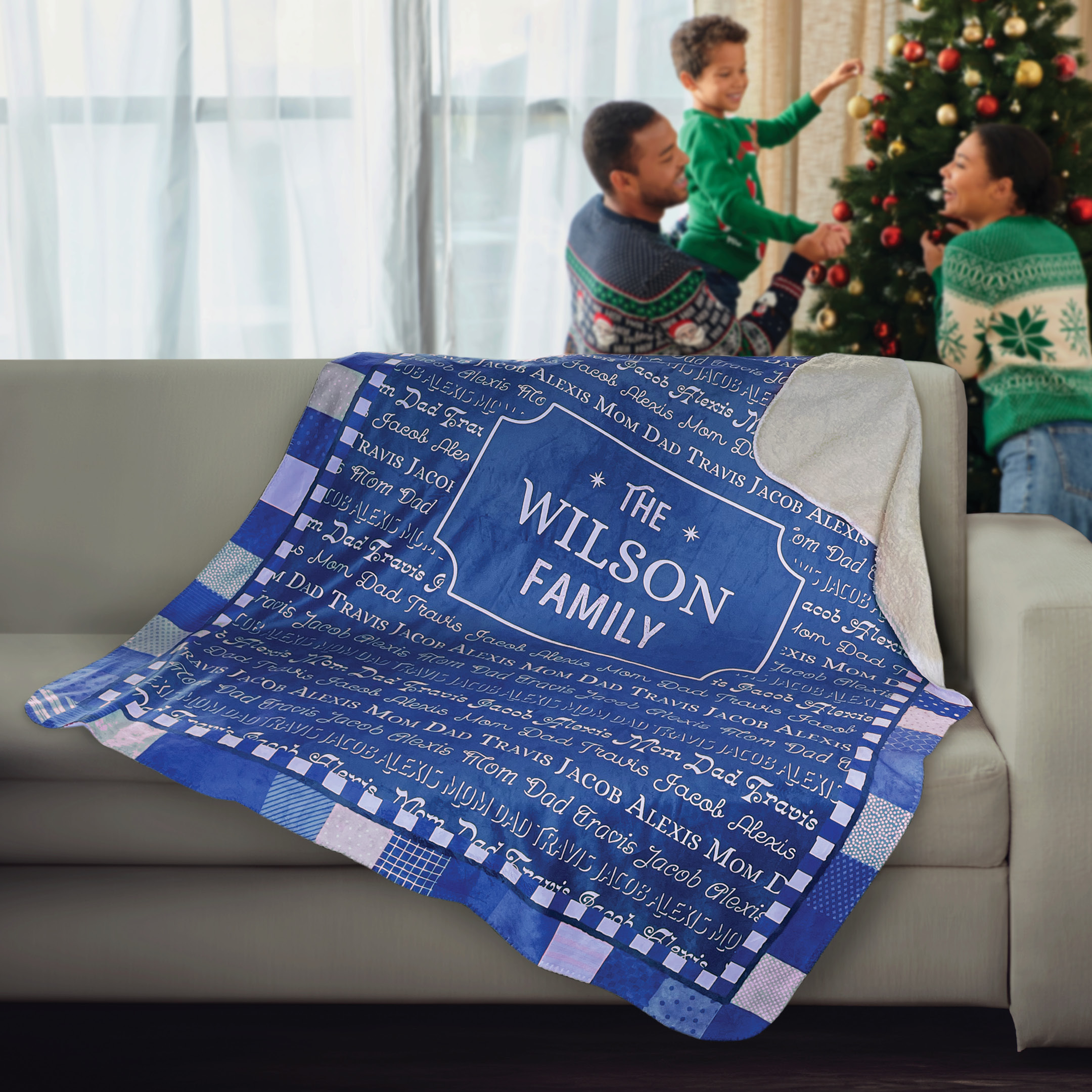 Night Before Christmas Family Personalized Blanket – Sherpa