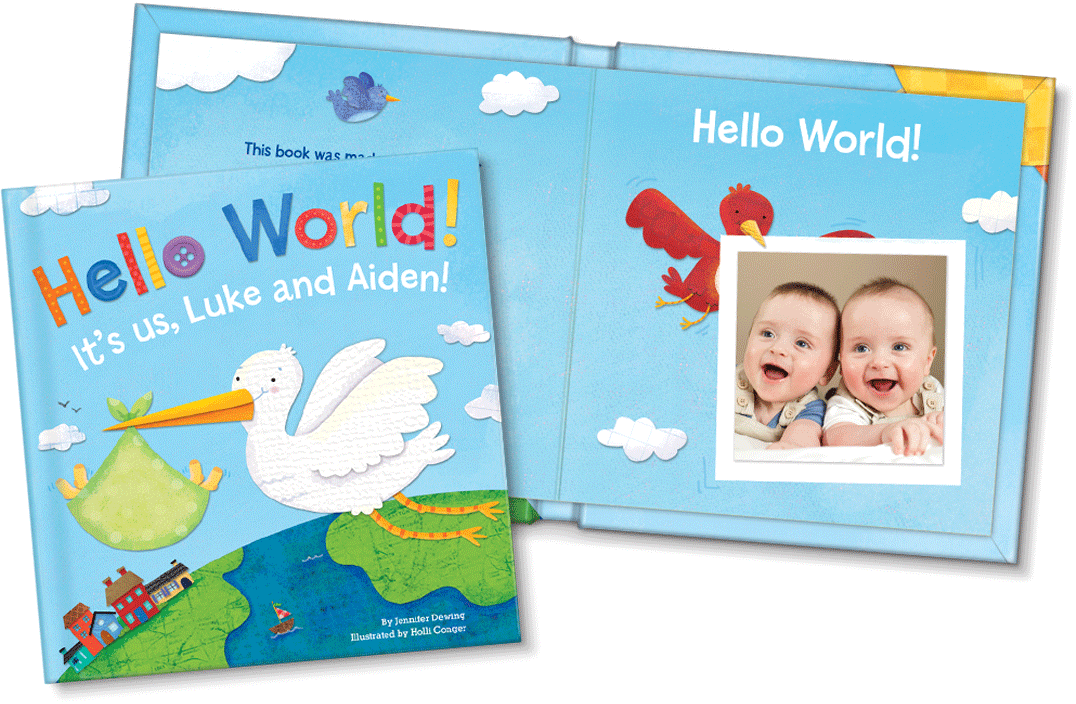 Hello World! Personalized Board Book for Twins