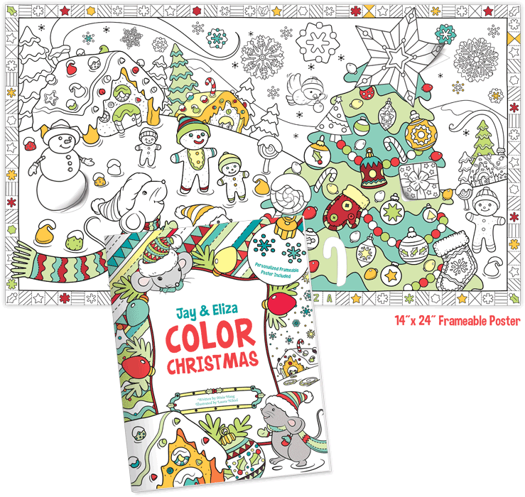 Color Christmas with Me Adult and Child Personalized Coloring Book