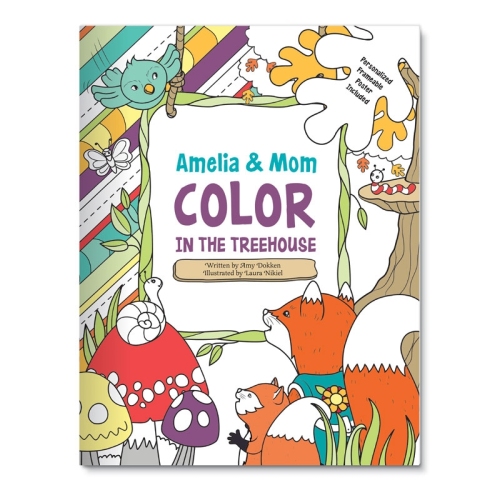 Color in the Treehouse with Me Adult and Child Personalized Coloring Book