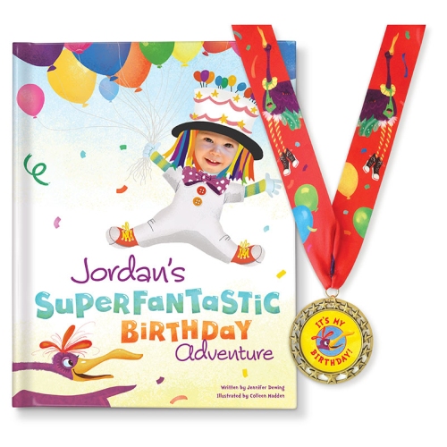 My Superfantastic Birthday Adventure Personalized Book and Medal Gift Set