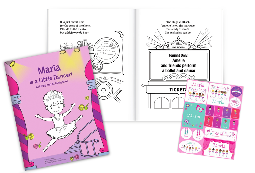 I'm a Little Dancer Personalized Coloring Book and Sticker Gift Set