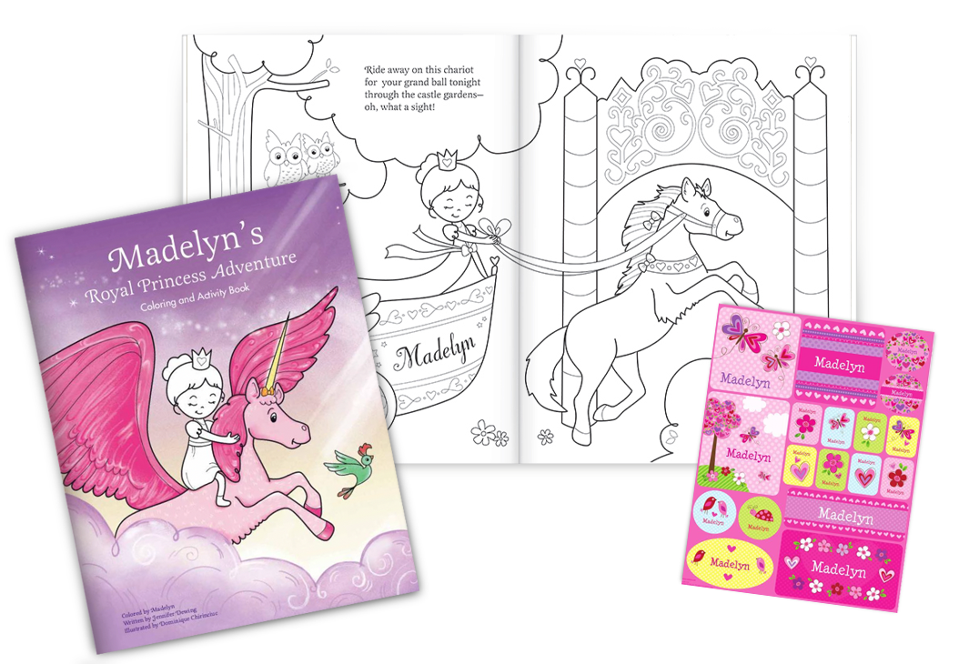 My Royal Princess Adventure Personalized Coloring Book and Sticker Gift Set